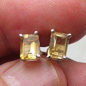 *925 Sterling Silver Genuine Citrine Earring Studs